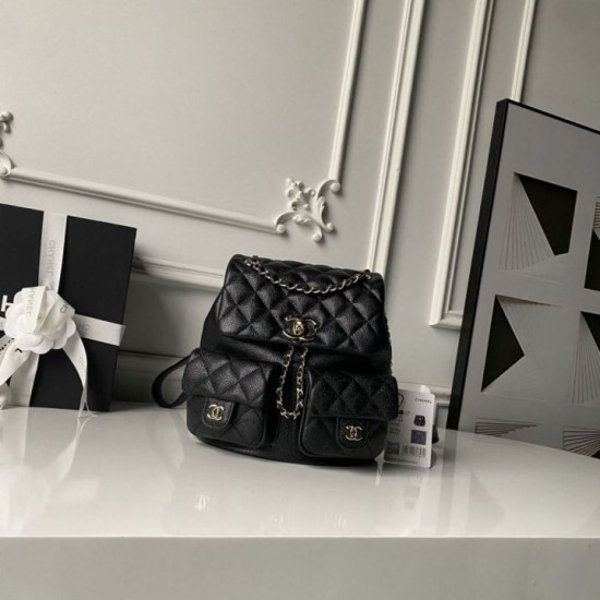 Replica di lusso Zaino Chanel Duma piccolo 21cm nero Imitazioni Cloni Zaino Chanel Duma piccolo 21cm nero firmate