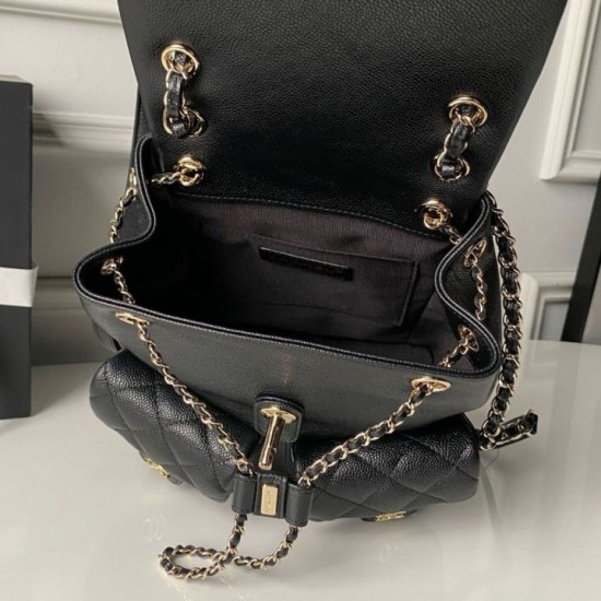 Replica di lusso Zaino Chanel Duma piccolo 21cm nero Imitazioni Cloni Zaino Chanel Duma piccolo 21cm nero firmate