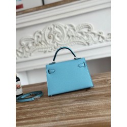 Borsa Hermes Mini Kelly II Sellier Epsom Azzurro chiaro Borsa Hermes Mini Kelly II Sellier Epsom Azzurro chiaro