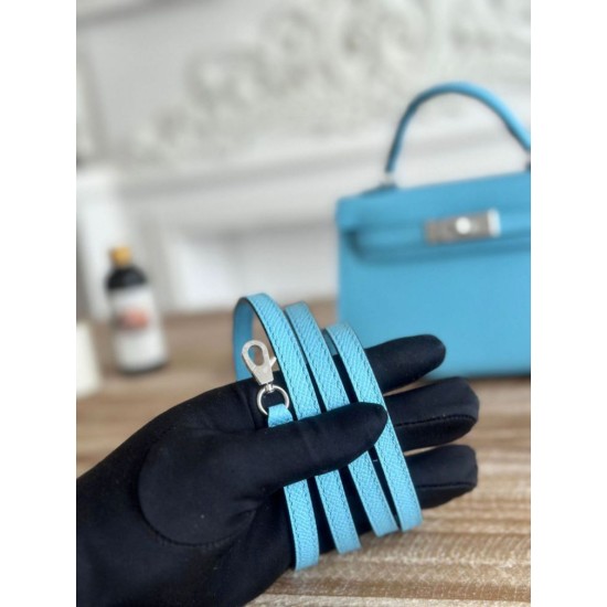 Cloni Borsa Hermes Mini Kelly II Sellier Epsom Azzurro chiaro firmate