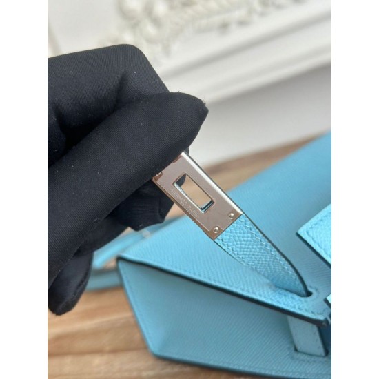 Cloni Borsa Hermes Mini Kelly II Sellier Epsom Azzurro chiaro firmate