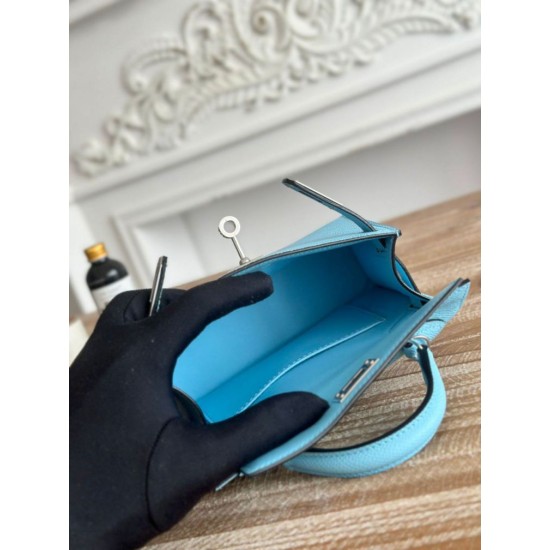 Cloni Borsa Hermes Mini Kelly II Sellier Epsom Azzurro chiaro firmate