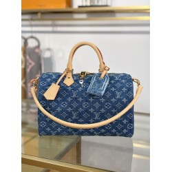 Borsa Louis Vuitton Speedy Soft 30 Monogram Denim M14430 Blu