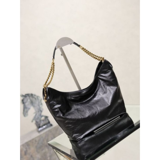 Replica di lusso Borsa a tracolla YSL Saint Laurent Hortense Hobo nera Imitazioni Cloni Borsa a tracolla YSL Saint Laurent Hortense Hobo nera firmate
