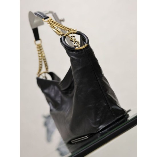 Replica di lusso Borsa a tracolla YSL Saint Laurent Hortense Hobo nera Imitazioni Cloni Borsa a tracolla YSL Saint Laurent Hortense Hobo nera firmate