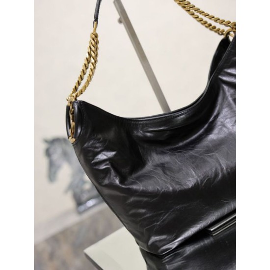 Replica di lusso Borsa a tracolla YSL Saint Laurent Hortense Hobo nera Imitazioni Cloni Borsa a tracolla YSL Saint Laurent Hortense Hobo nera firmate