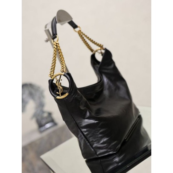 Replica di lusso Borsa a tracolla YSL Saint Laurent Hortense Hobo nera Imitazioni Cloni Borsa a tracolla YSL Saint Laurent Hortense Hobo nera firmate