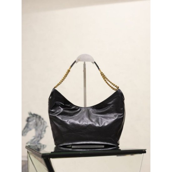 Replica di lusso Borsa a tracolla YSL Saint Laurent Hortense Hobo nera Imitazioni Cloni Borsa a tracolla YSL Saint Laurent Hortense Hobo nera firmate