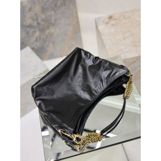 Replica di lusso Borsa a tracolla YSL Saint Laurent Hortense Hobo nera Imitazioni Cloni Borsa a tracolla YSL Saint Laurent Hortense Hobo nera firmate