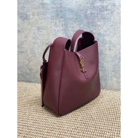 Replica Perfetta Borsa Hobo Grande YSL Saint Laurent Le 5 &agrave; 7 morbida Borgogna firmate