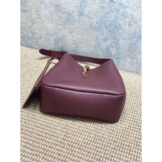Replica Perfetta Borsa Hobo Grande YSL Saint Laurent Le 5 &agrave; 7 morbida Borgogna firmate