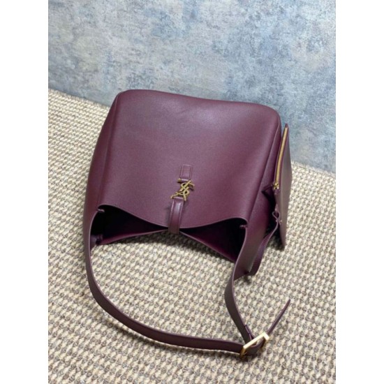 Replica Perfetta Borsa Hobo Grande YSL Saint Laurent Le 5 &agrave; 7 morbida Borgogna firmate