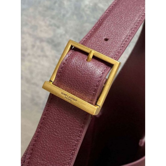 Replica Perfetta Borsa Hobo Grande YSL Saint Laurent Le 5 &agrave; 7 morbida Borgogna firmate