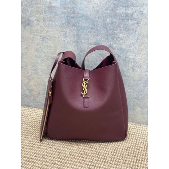 Replica Perfetta Borsa Hobo Grande YSL Saint Laurent Le 5 &agrave; 7 morbida Borgogna firmate