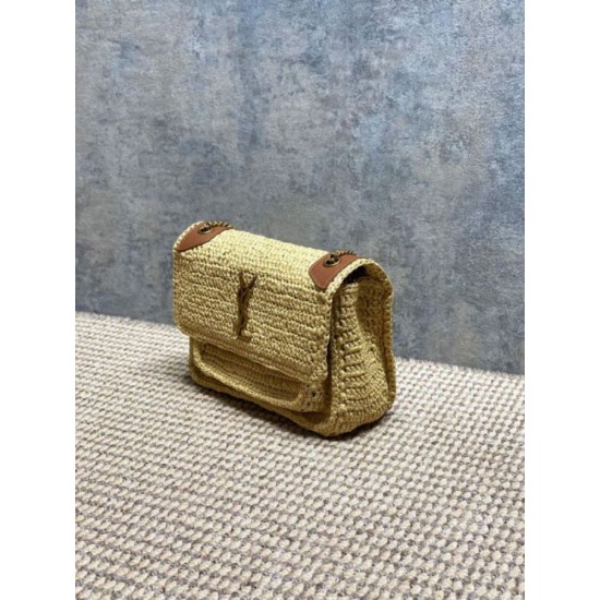 Replica di lusso Borsa a tracolla media Niki Rafia YSL Saint Laurent Imitazioni Cloni Borsa a tracolla media Niki Rafia YSL Saint Laurent firmate