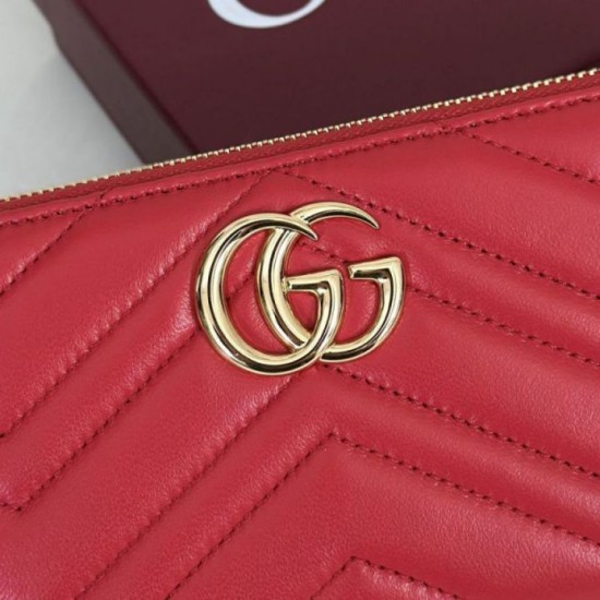 Replica di lusso Portafoglio Gucci GG Marmont trapuntato con cerniera 443123 Rosso Imitazioni Cloni Portafoglio Gucci GG Marmont trapuntato con cerniera 443123 Rosso firmate