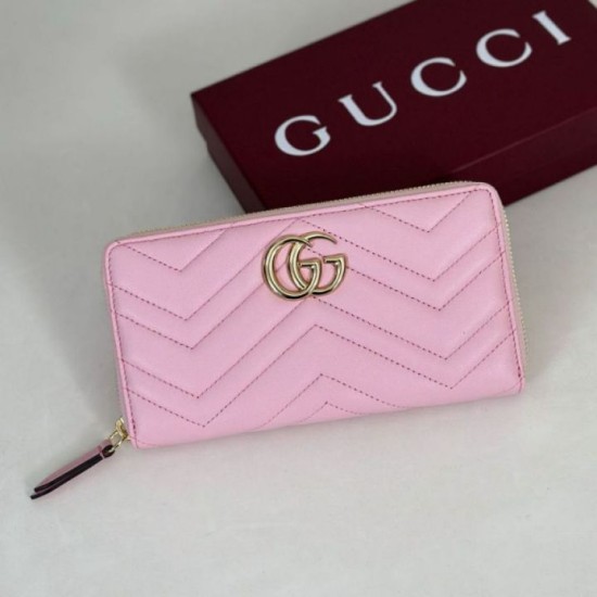 Replica di lusso Portafoglio Gucci GG Marmont trapuntato con cerniera 443123 Rosa Imitazioni Cloni Portafoglio Gucci GG Marmont trapuntato con cerniera 443123 Rosa firmate
