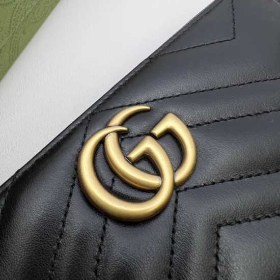 Replica di lusso Portafoglio Gucci GG Marmont trapuntato con cerniera 443123 nero Imitazioni Cloni Portafoglio Gucci GG Marmont trapuntato con cerniera 443123 nero firmate