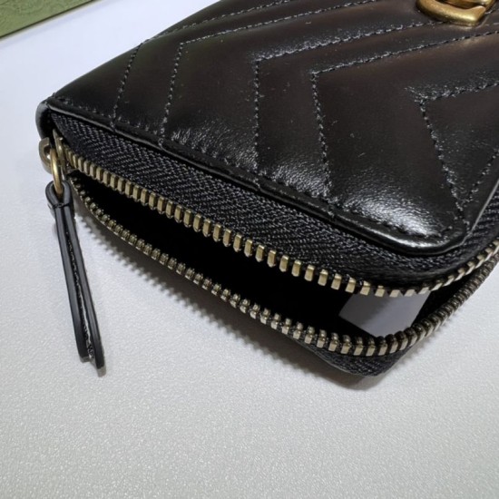 Replica di lusso Portafoglio Gucci GG Marmont trapuntato con cerniera 443123 nero Imitazioni Cloni Portafoglio Gucci GG Marmont trapuntato con cerniera 443123 nero firmate