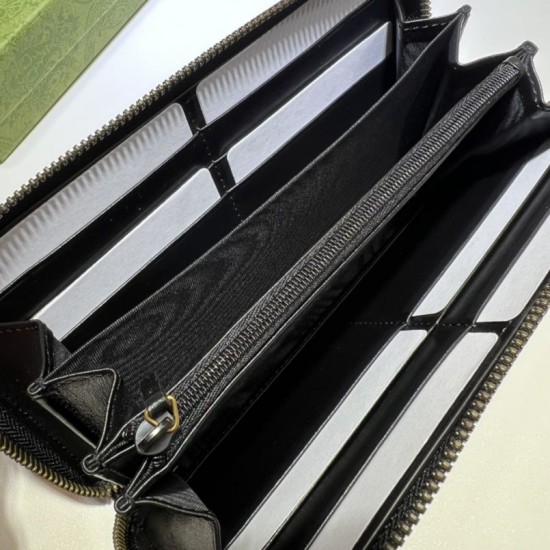 Replica di lusso Portafoglio Gucci GG Marmont trapuntato con cerniera 443123 nero Imitazioni Cloni Portafoglio Gucci GG Marmont trapuntato con cerniera 443123 nero firmate