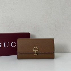 Portafoglio continentale Gucci Softbit 828147 Marrone