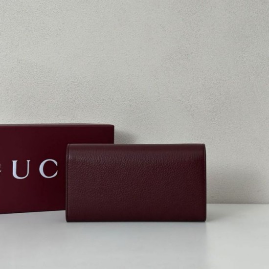 Cloni Alta gamma replica Portafoglio continentale Gucci Softbit 828147 Borgogna firmate