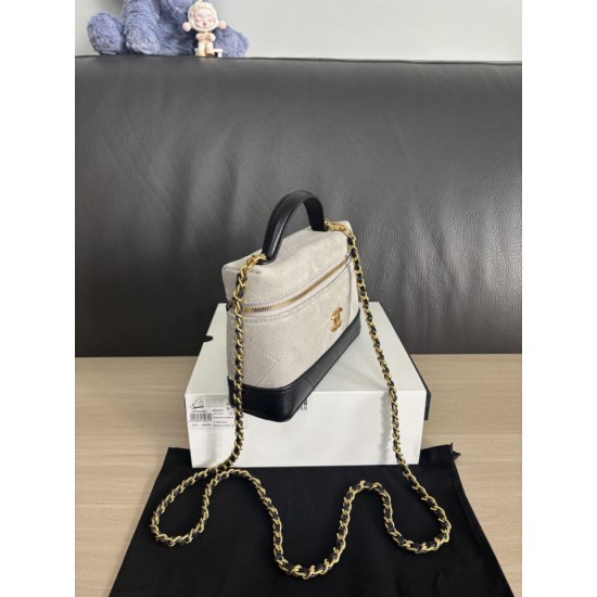 Replica di lusso Borse Chanel 26P Vanity con catena AP5186 scamosciata di vitello grigia Imitazioni Cloni Borse Chanel 26P Vanity con catena AP5186 scamosciata di vitello grigia firmate