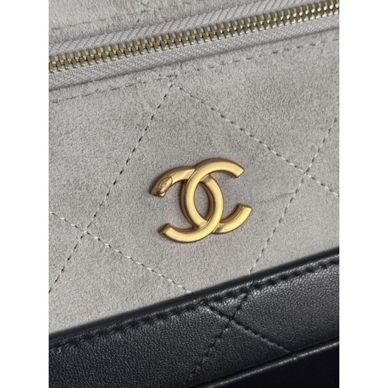 Replica di lusso Borse Chanel 26P Vanity con catena AP5186 scamosciata di vitello grigia Imitazioni Cloni Borse Chanel 26P Vanity con catena AP5186 scamosciata di vitello grigia firmate