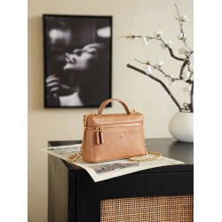 Chanel 26P Beauty case sottile con manico superiore trapuntato e catena AP5100 Marrone Chanel 26P Beauty case sottile con manico superiore trapuntato e catena AP5100 Marrone