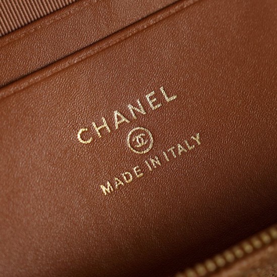Replica di lusso Chanel 26P Beauty case sottile con manico superiore trapuntato e catena AP5100 Marrone Imitazioni Cloni Chanel 26P Beauty case sottile con manico superiore trapuntato e catena AP5100 Marrone firmate