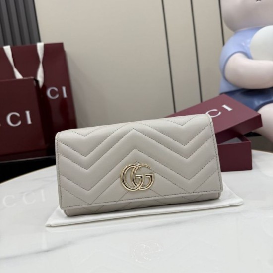 Replica di lusso Portafoglio continentale Gucci GG Marmont 443436 grigio Imitazioni Cloni Portafoglio continentale Gucci GG Marmont 443436 grigio firmate