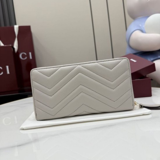 Replica Borse di alta qualit&agrave; Portafoglio Gucci GG Marmont trapuntato con cerniera 443123 Grigio firmate