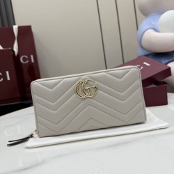 Replica Borse di alta qualit&agrave; Portafoglio Gucci GG Marmont trapuntato con cerniera 443123 Grigio firmate