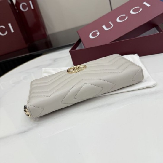 Replica Borse di alta qualit&agrave; Portafoglio Gucci GG Marmont trapuntato con cerniera 443123 Grigio firmate