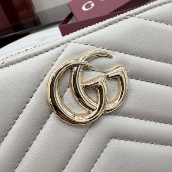Replica Borse di alta qualit&agrave; Portafoglio Gucci GG Marmont trapuntato con cerniera 443123 Grigio firmate
