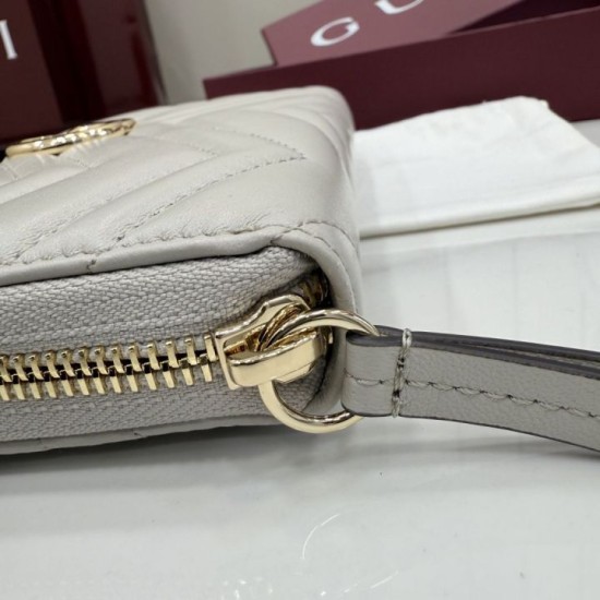Replica Borse di alta qualit&agrave; Portafoglio Gucci GG Marmont trapuntato con cerniera 443123 Grigio firmate