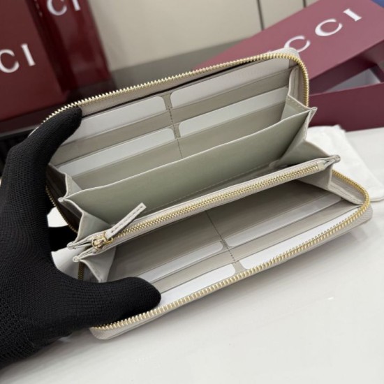 Replica Borse di alta qualit&agrave; Portafoglio Gucci GG Marmont trapuntato con cerniera 443123 Grigio firmate