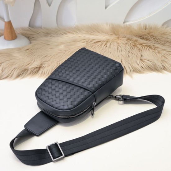 Replica di lusso Borsa a tracolla Bottega Veneta nera Imitazioni Cloni Borsa a tracolla Bottega Veneta nera firmate