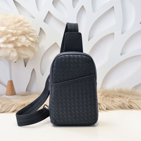 Replica di lusso Borsa a tracolla Bottega Veneta nera Imitazioni Cloni Borsa a tracolla Bottega Veneta nera firmate