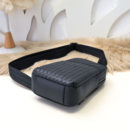 Replica di lusso Borsa a tracolla Bottega Veneta nera Imitazioni Cloni Borsa a tracolla Bottega Veneta nera firmate