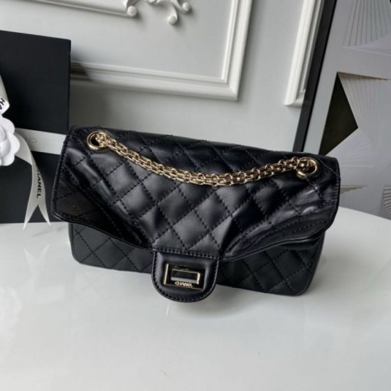 Replica di lusso Borsa Chanel Reissue 2.55 26S pelle rugosa/gonfia Double Flap A37586 nera Imitazioni Cloni Borsa Chanel Reissue 2.55 26S pelle rugosa/gonfia Double Flap A37586 nera firmate