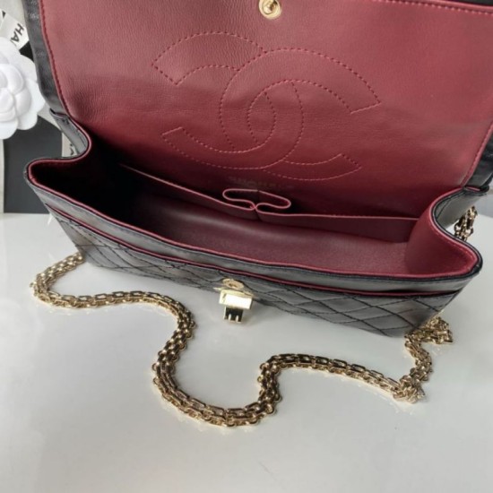 Replica di lusso Borsa Chanel Reissue 2.55 26S pelle rugosa/gonfia Double Flap A37586 nera Imitazioni Cloni Borsa Chanel Reissue 2.55 26S pelle rugosa/gonfia Double Flap A37586 nera firmate
