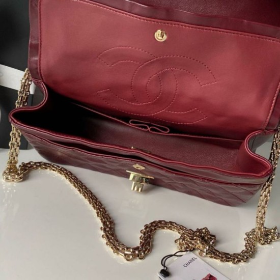 Cloni Borsa Chanel Reissue 2.55 26S pelle rugosa/gonfia Double Flap A37586 Borgogna firmate