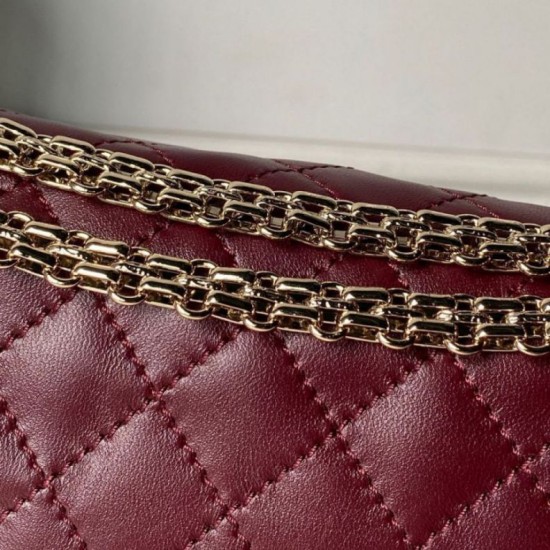 Cloni Borsa Chanel Reissue 2.55 26S pelle rugosa/gonfia Double Flap A37586 Borgogna firmate