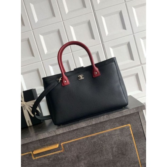Replica di lusso Borsa tote grande Chanel Executive Cerf nera/bordeaux Imitazioni Cloni Borsa tote grande Chanel Executive Cerf nera/bordeaux firmate
