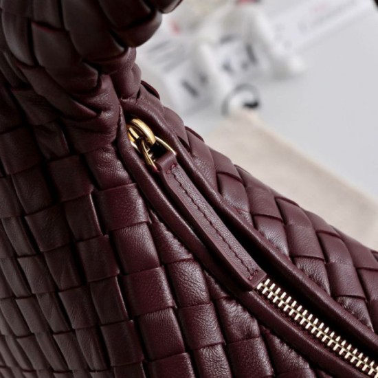 Replica di lusso Borsa a tracolla media Bottega Veneta Veneta Intrecciato Bordeaux Imitazioni Cloni Borsa a tracolla media Bottega Veneta Veneta Intrecciato Bordeaux firmate