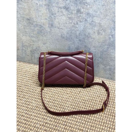 Replica di lusso Borsa piccola YSL Saint Laurent Loulou trapuntata Borgogna Imitazioni Cloni Borsa piccola YSL Saint Laurent Loulou trapuntata Borgogna firmate