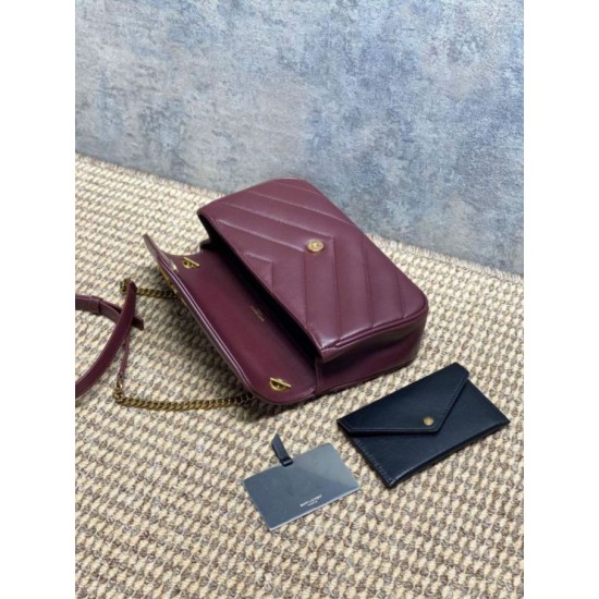 Replica di lusso Borsa piccola YSL Saint Laurent Loulou trapuntata Borgogna Imitazioni Cloni Borsa piccola YSL Saint Laurent Loulou trapuntata Borgogna firmate