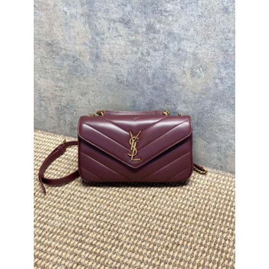 Replica di lusso Borsa piccola YSL Saint Laurent Loulou trapuntata Borgogna Imitazioni Cloni Borsa piccola YSL Saint Laurent Loulou trapuntata Borgogna firmate