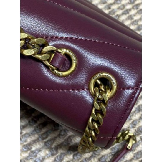 Replica di lusso Borsa piccola YSL Saint Laurent Loulou trapuntata Borgogna Imitazioni Cloni Borsa piccola YSL Saint Laurent Loulou trapuntata Borgogna firmate